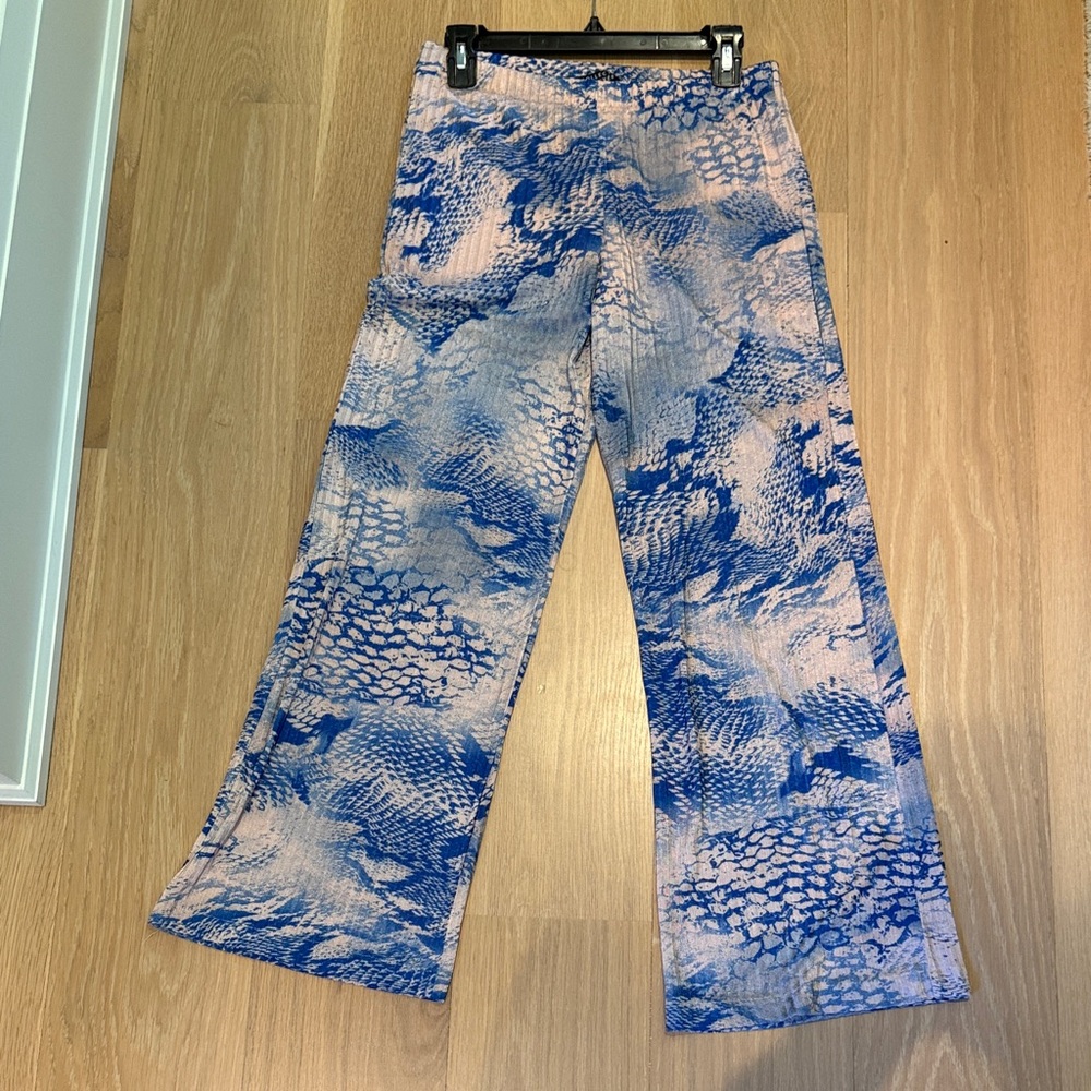 Abstract Blue and Pink Women's Flare Pants